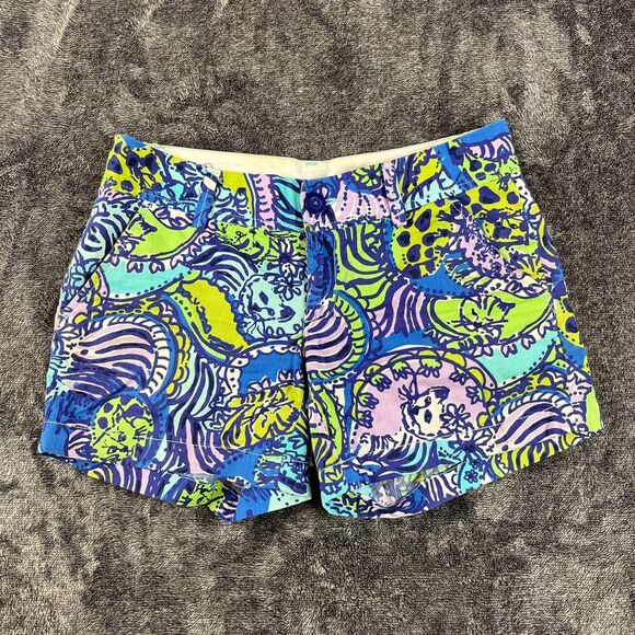Lilly Pulitzer The Callahan Short Blue Floral 4" Inseam Women's 2 Preppy Coastal - Picture 1 of 10